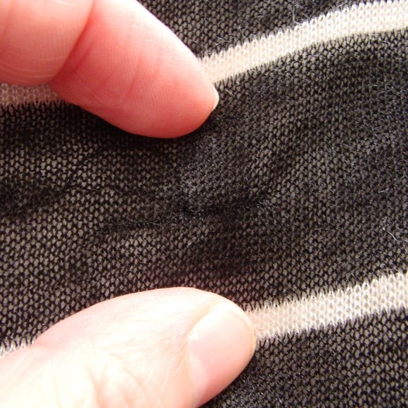 ANN TAYLOR LOFT Black & White STRIPE Long Sleeve SHEER Open Front CARDIGAN Sz S - Picture 4 of 6